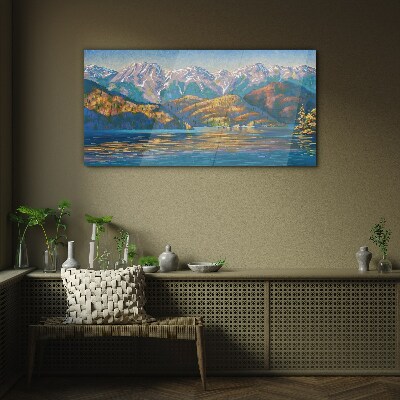 Glasbild Berglandschaft in sommerlichen Farben