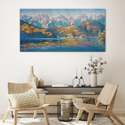 Glasbild Berglandschaft in sommerlichen Farben
