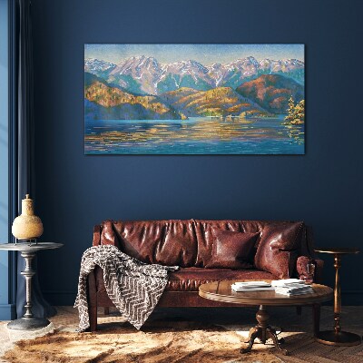 Glasbild Berglandschaft in sommerlichen Farben