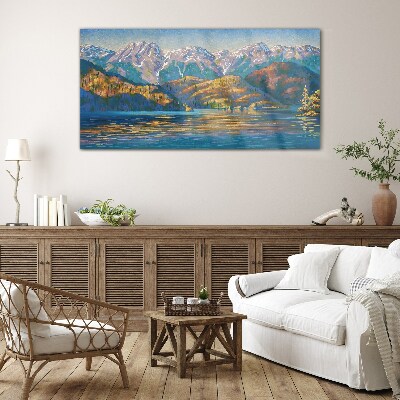 Glasbild Berglandschaft in sommerlichen Farben