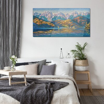 Glasbild Berglandschaft in sommerlichen Farben