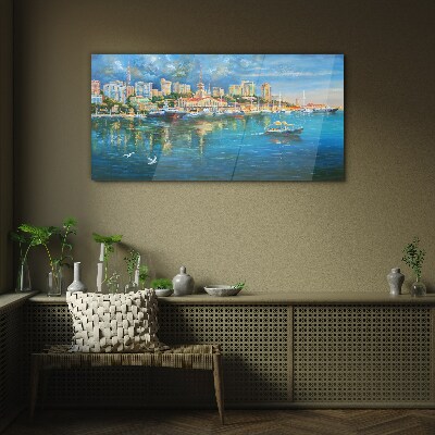 Bild auf glas Hafenstadt in der Sonne