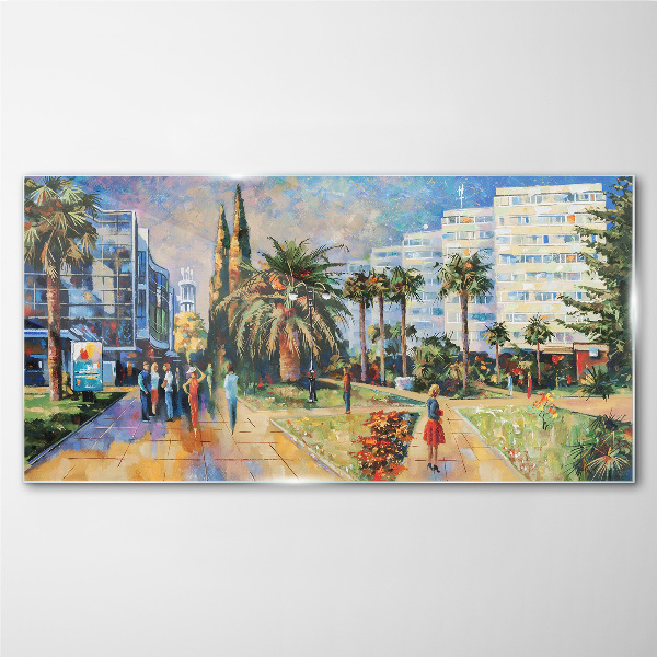 Glasbild Tropische Landschaft bei einem Stadtspaziergang