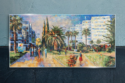 Glasbild Tropische Landschaft bei einem Stadtspaziergang