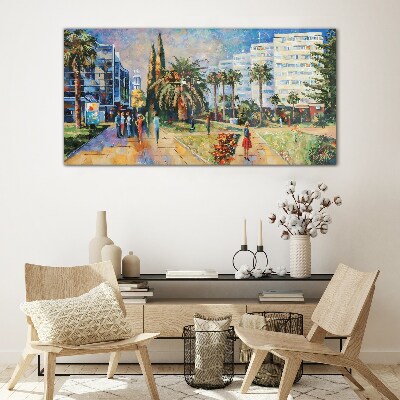 Glasbild Tropische Landschaft bei einem Stadtspaziergang