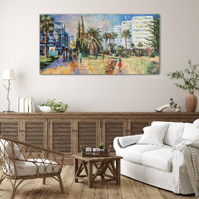 Glasbild Tropische Landschaft bei einem Stadtspaziergang