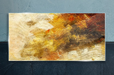 Glasbild Goldene Reflexionen in der Abstraktion