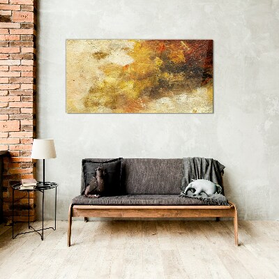 Glasbild Goldene Reflexionen in der Abstraktion