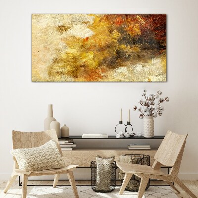 Glasbild Goldene Reflexionen in der Abstraktion