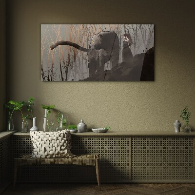 Glasbild Black Panther und die mysteriöse Gestalt