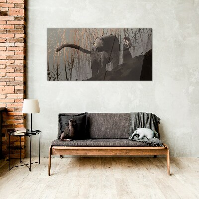 Glasbild Black Panther und die mysteriöse Gestalt