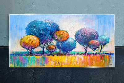 Glasbild Bunte Bäume in der Sommersonne