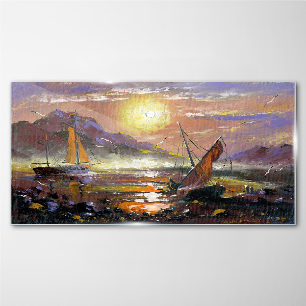 Glasbild Sonnenuntergang über dem Meer