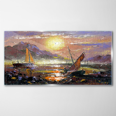 Glasbild Sonnenuntergang über dem Meer