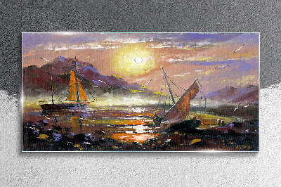 Glasbild Sonnenuntergang über dem Meer