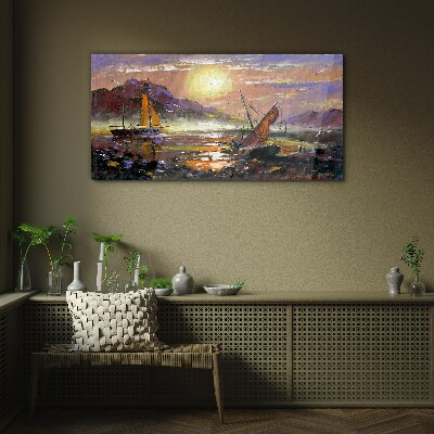 Glasbild Sonnenuntergang über dem Meer