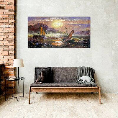 Glasbild Sonnenuntergang über dem Meer