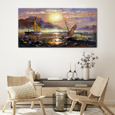 Glasbild Sonnenuntergang über dem Meer