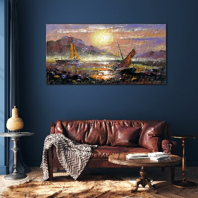 Glasbild Sonnenuntergang über dem Meer