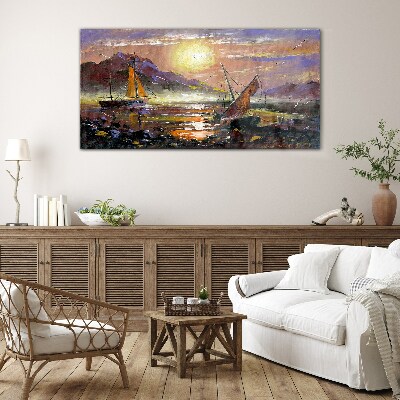 Glasbild Sonnenuntergang über dem Meer