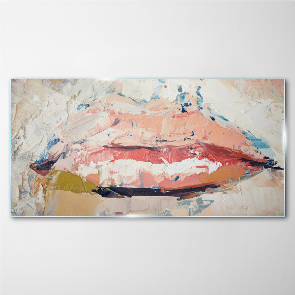 Glasbild Zarte Lippen in Pastelltönen