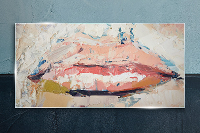 Glasbild Zarte Lippen in Pastelltönen