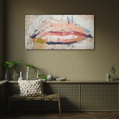 Glasbild Zarte Lippen in Pastelltönen