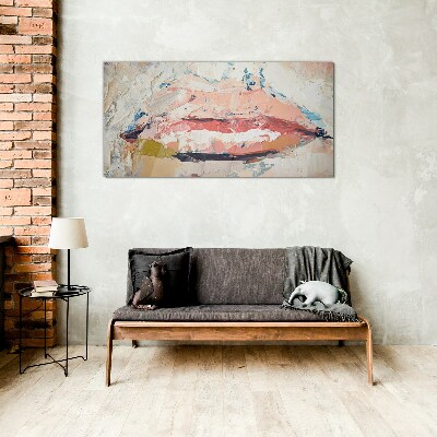 Glasbild Zarte Lippen in Pastelltönen