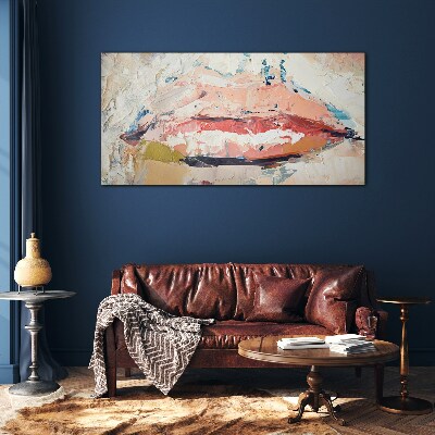 Glasbild Zarte Lippen in Pastelltönen
