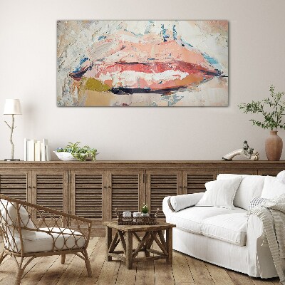 Glasbild Zarte Lippen in Pastelltönen