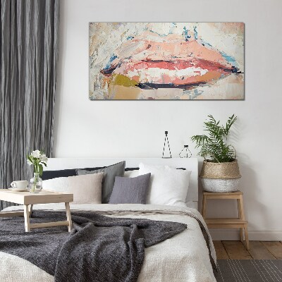 Glasbild Zarte Lippen in Pastelltönen