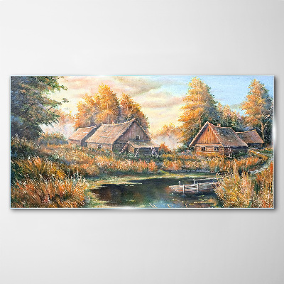 Foto auf glas Eine friedliche ländliche Landschaft am Morgen