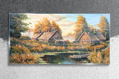 Foto auf glas Eine friedliche ländliche Landschaft am Morgen