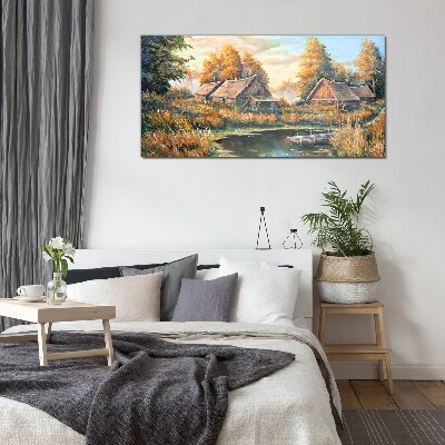Foto auf glas Eine friedliche ländliche Landschaft am Morgen