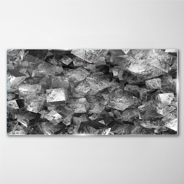 Glasbild Abstrakte Würfel in monochromen Tönen