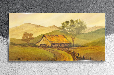 Foto glasbild Eine friedliche ländliche Landschaft am Morgen