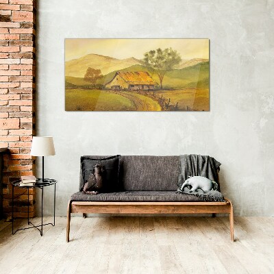 Foto glasbild Eine friedliche ländliche Landschaft am Morgen
