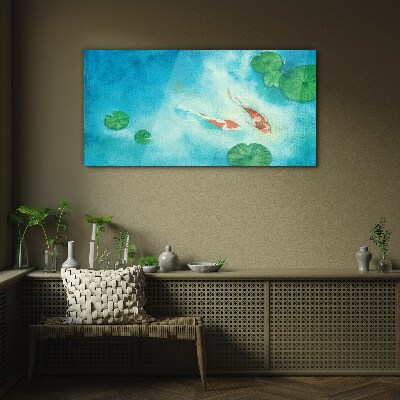 Glasbild Koi im blauen Wasser