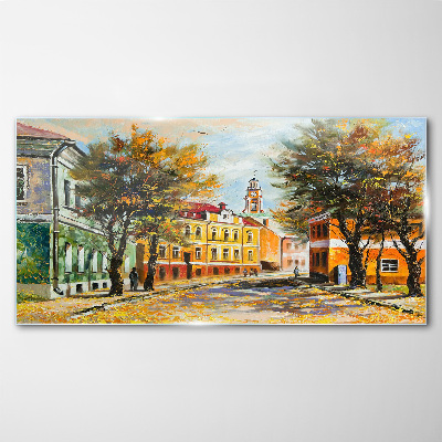 Foto auf glas Herbststraße in Farben