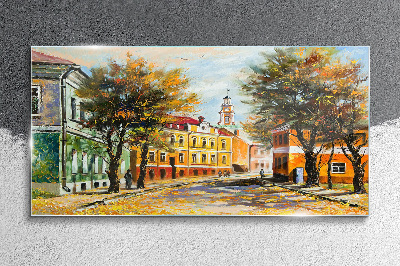 Foto auf glas Herbststraße in Farben