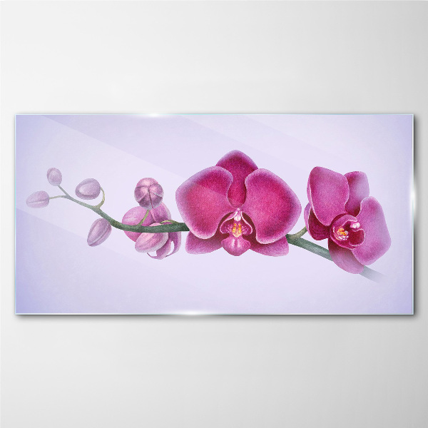 Glasbild Aquarellblumen-Orchideenzweig