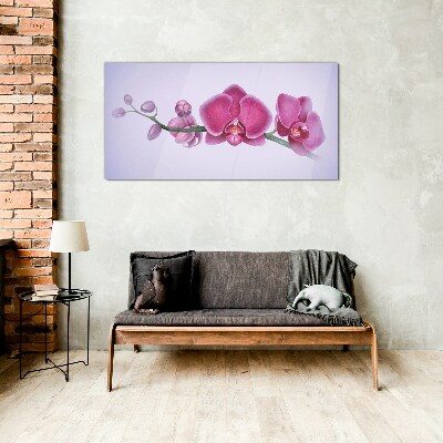 Glasbild Aquarellblumen-Orchideenzweig