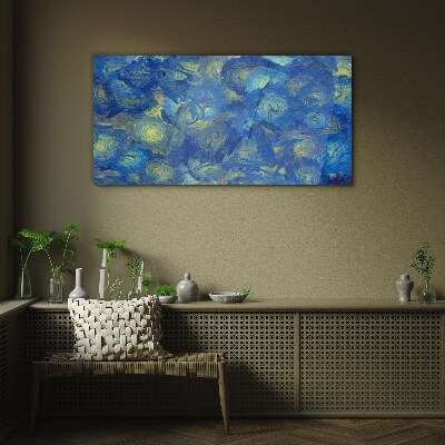 Glasbild Nachthimmel in Blautönen