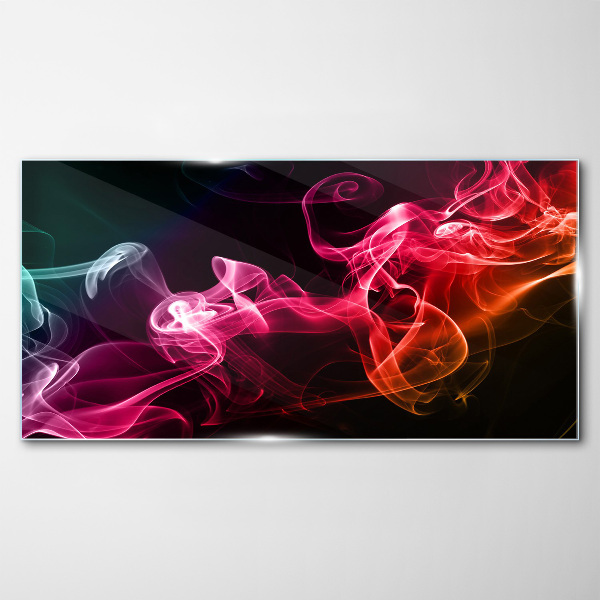 Glasbild Wellen aus farbigem Nebel