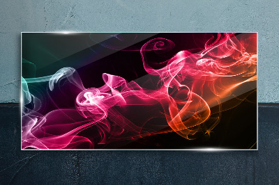 Glasbild Wellen aus farbigem Nebel
