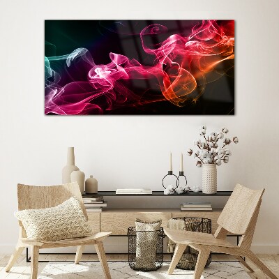 Glasbild Wellen aus farbigem Nebel