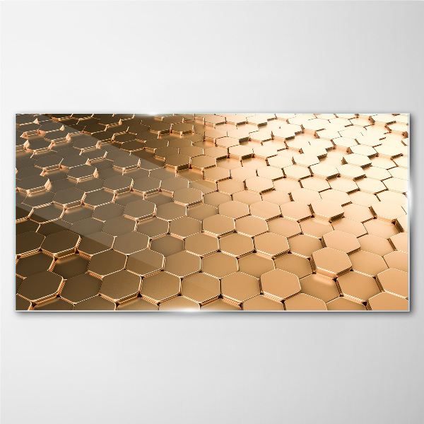 Foto auf glas Goldene Sechsecke auf Glas