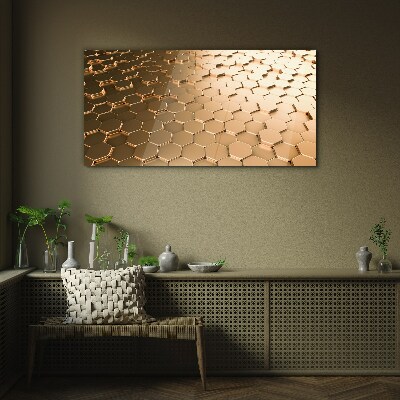 Foto auf glas Goldene Sechsecke auf Glas