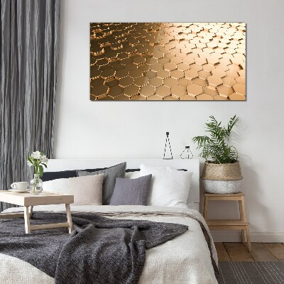 Foto auf glas Goldene Sechsecke auf Glas