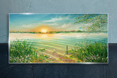 Glasbild Ein ruhiger Morgen am See